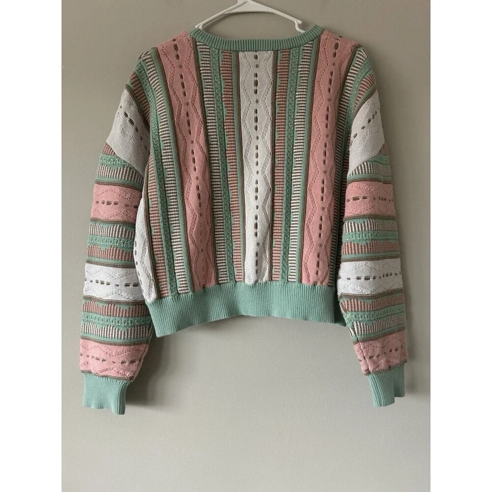 Cools Club Coogi Style Sweater Size 12 Groovy Unique Colorful Slightly Cropped - Picture 2 of 10